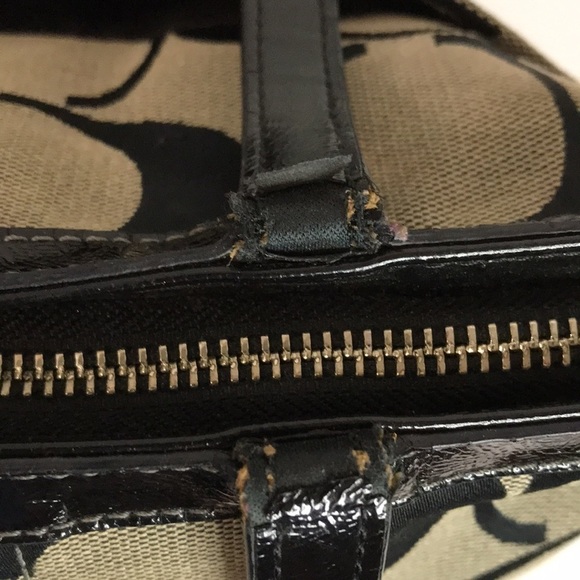 COACH E1321-F21950 Signature Stripe Kisslock Carryall Handbag Purse Satchel - Picture 10 of 17